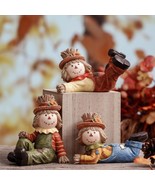 Set of 3 Fall Harvest Scarecrow Figurine Statue Thanksgiving Autumn Tabl... - $443.43 MXN
