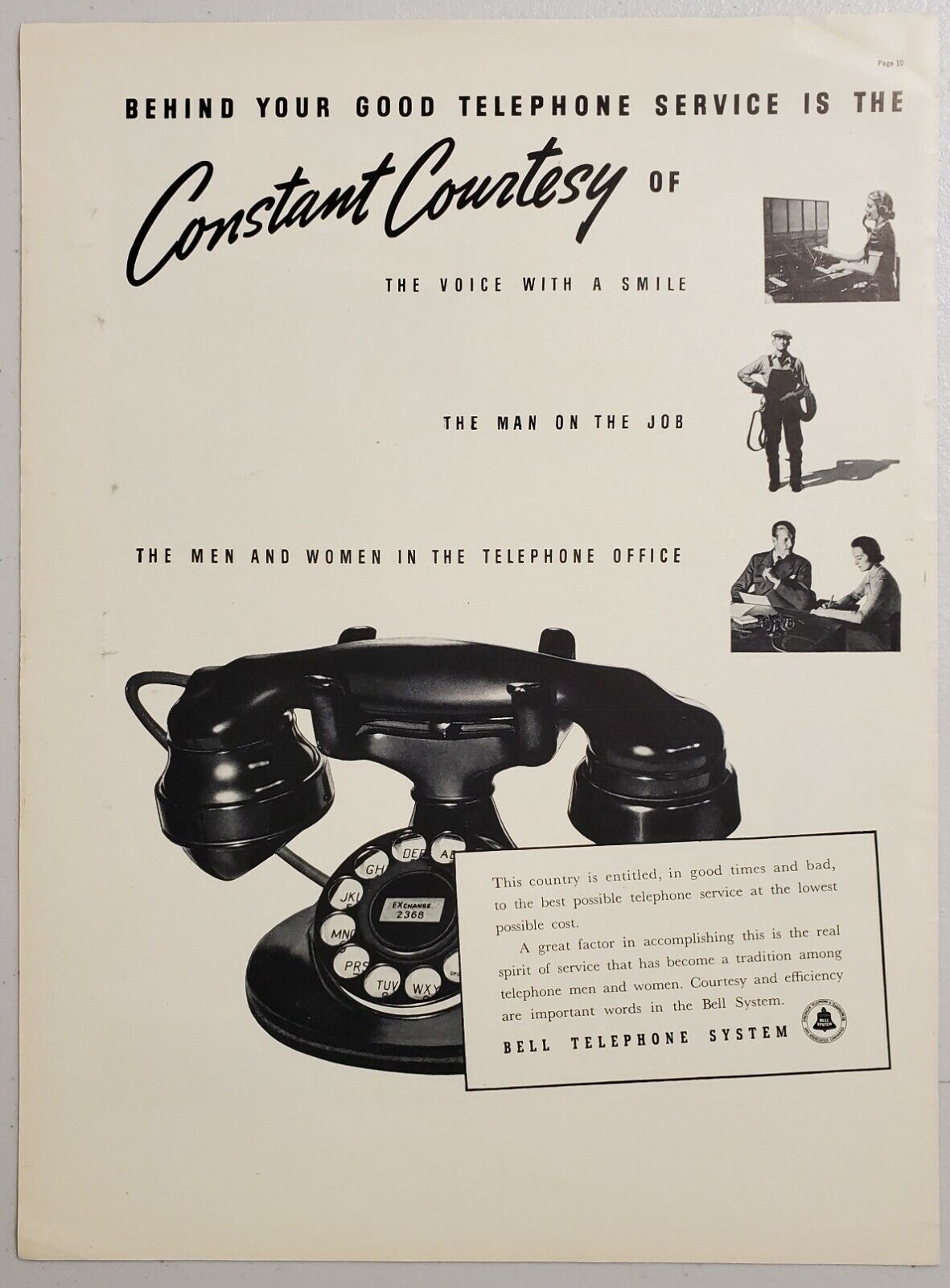 1938 Print Ad Bell Telephone System Old Time Vintage Phone & Operator - $15.79