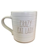 Cat Lover’s Crazy Cat Lady Coffee Mug Cup Cream &amp; Tan Stoneware 16 ozs. - £15.82 GBP