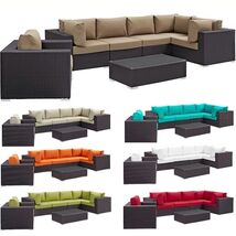 Outdoor Patio Pool Rattan Sectional Sofa Chair Coffee Table Set 7 Color ... - $3,049.79
