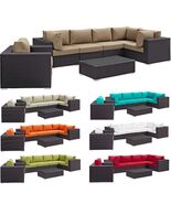 Outdoor Patio Pool Rattan Sectional Sofa Chair Coffee Table Set 7 Color ... - €2.621,44 EUR