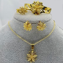 Ethiopian Kids Dubai Jewelry Set for Baby Gold Color Flower Necklace/Pen... - $23.60