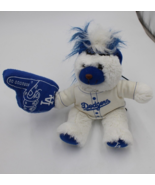 Los Dodgers Fuzzhead Wig BEAR PLUSH 12&quot; MLB Official Sports Souvenir - $19.80