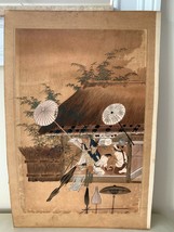 Antique Oriental Japanese Unsigned Watercolor Painting 14 3/4&quot; - £630.33 GBP