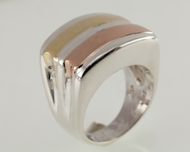 Gorgeous Two-Tone Gold-Plated Sterling Silver Zina Ring Size 7 - £94.95 GBP