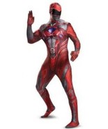 Mens Power Rangers Red Sabans Skin Hooded Facial Bodysuit Halloween Cost... - £23.53 GBP