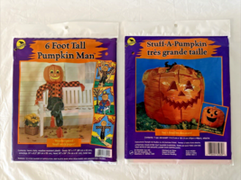 Vintage 1994 Sun Hill 6 Foot Tall Pumpkin Man &amp; Stuff-a-Pumpkin Leaf Bag... - £7.12 GBP