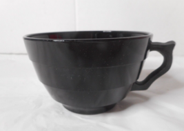 Ebony Black Opaque Depression Art Deco Glass Coffee Cup Ridged Sides 2&quot; ... - £6.16 GBP