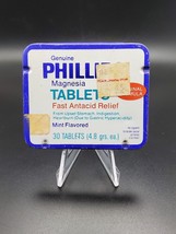 Vintage Medicine Tin: Phillips Milk Of Magnesia 30 Tablets, Empty, Mint Flavored - £9.33 GBP