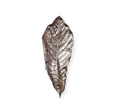 Leaf Shaped Wall Plaque Table Display Aluminum 23.7&quot; High Silver Nature - £47.47 GBP