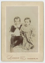 Antique c1880s Large Cabinet Card Adorable Children Lawson Crawfordsville, IN - £7.52 GBP