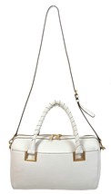 DKNY Crosby White Leather Satchel Large Gold Hardware with Rolled Handles NWT  - £153.56 GBP