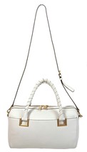 DKNY Crosby White Leather Satchel Large Gold Hardware with Rolled Handles NWT  - £151.07 GBP