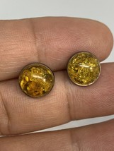 Vintage Sterling Silver Amber Stud Earrings - £27.65 GBP