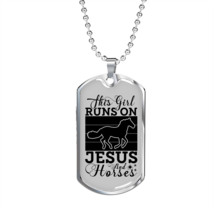 This Girl Runs on Jesus and Horses Black and White Horse Necklace Stainless Ste - £37.92 GBP+