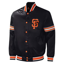 San Francisco Giants MLB Baseball Bomber Varsity Letterman Jacket Black Satin - £106.95 GBP