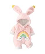 Baby Winter Romper Bunny Thicken Hooded Jumpsuit Newborn Outfits For Girls - £31.41 GBP