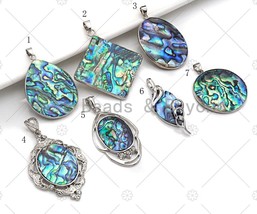 Paua Abalone pendant, Focal Abalone Pendant Silver Finish, - $5.90+