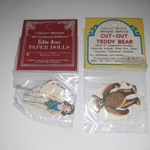 Merrimack  Edie Ann &amp; Teddy Bear Die Cut Mini Paper Doll 2&quot; Dollhouse Size - $9.90