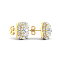 0.50 Ct TDW Diamond Double Halo Stud Earrings in 10K Yellow Gold - £393.45 GBP