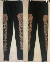 Small Womens Stretch Two Tone Leopard Pattern Leggings No Tagging - £10.50 GBP