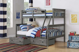 Zoe Twin/Full Gray Bunk Bed with Storage - £928.05 GBP