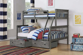 Zoe Twin/Full Gray Bunk Bed with Storage - £951.78 GBP