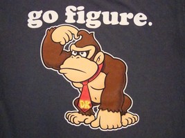 Donkey Kong DK &quot;Go Figure&quot; Super Mario Bros Nintendo T Shirt L - £15.13 GBP