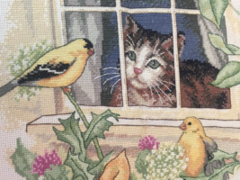 VINTAGE NEEDLECRAFT EMBROIDERY "A CAT's LIFE" 15.5 WIDE 13 LONG - £48.56 GBP