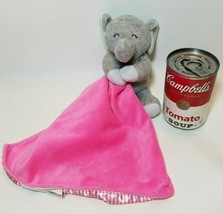 Carters Gray Elephant Lovey Security Blanket Rattle Pink &amp; White Striped Satin - £10.91 GBP