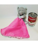 Carters Gray Elephant Lovey Security Blanket Rattle Pink &amp; White Striped... - £10.86 GBP