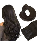 HOTBANANA Human Hair Clip in Hair Extensions Dark Brown 120g Clip in Hair  - $71.95