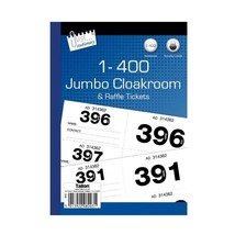 Just Stationery 1-400 Jumbo Cloakroom Raffle Ticket  - £8.67 GBP