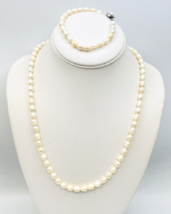 Vintage Cultured Freshwater Pearl Necklace Bracelet Set - $58.41