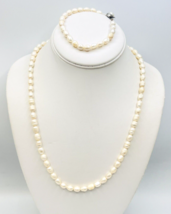 Vintage Cultured Freshwater Pearl Necklace Bracelet Set - £45.66 GBP