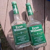 EMPTY 2-  Green Label Evan Williams Kentucky Bourbon Whiskey 1 Liter Bot... - $186.81 MXN