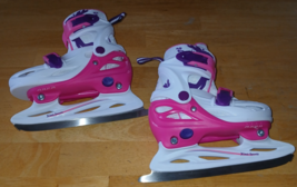XINO SPORTS GIRL'S WHITE/PINK/PURPLE HOCKEY SKATES W/ANKLE SUPPORT-ADJUS... - $38.00
