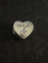 NEW! Authentic Wife Love Heart Pandora Mothers Day Wedding Married Charm - £7.93 GBP