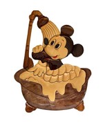 Vintage Mickey  Mouse Wood Carving Decor Bath Time Disney Rosewood - £20.71 GBP