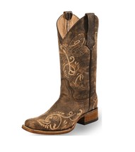 Circle G Women&#39;s Dragonfly Embroidered Square Toe Western Boots - £103.07 GBP