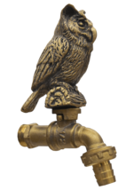 Brass Garden Tap Faucet Owl Bird Spigot Vintage Yard Water Home Decor Outdoor  - £52.11 GBP