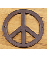 Cast Iron Hippie PEACE Sign Large Wall Plaque Wall Door Decor 8&quot; Piece R... - $24.68 CAD