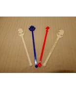 Fun lot of 4 vintage hotel &amp; bar swizzle sticks - £6.25 GBP