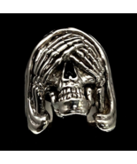 Sterling silver Skull ring See No Evil high polished and antiqued 925 si... - $258.08 CAD