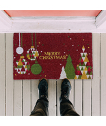 Festive Holiday Coco Door Mat - Vibrant Christmas Ornaments &amp; Trees Desi... - $37.99