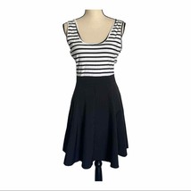 NWT Missky Black White Stripe Flare Dress Size M - £22.94 GBP