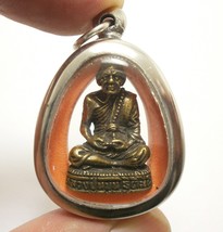 Lp Moon Mini Statue Blessed In 1999 Thai Amulet Pendant Lucky Rich Wealth Money - £39.39 GBP