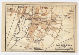 1910 Original Antique City Map Of Canterbury / Kent / England - £16.82 GBP