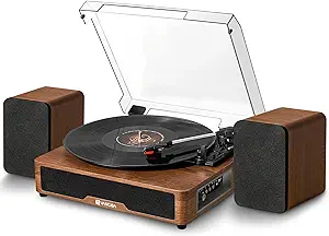 Vinyl Record Player Turntable Bluetooth With 2 Stereo Speakers, 3-Speed ... - $222.99