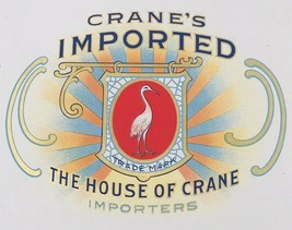 Vintage Crane&#39;s Imported Cigar Box Label 9&quot; x 6.5&quot; The House of Crane - $10.39